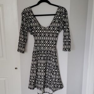 Peplum Cutout/Backless Aztec Dress